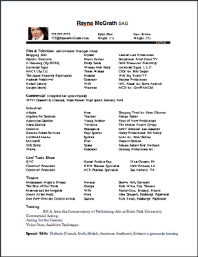 pauper and the pea affordable actor actress acting  resume design